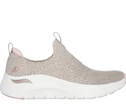 Calçado Sem Atacadores|Sapatilhas-SKECHERS Arch Fit 2.0 - Sheer Shimmer TAUPE / ROSA