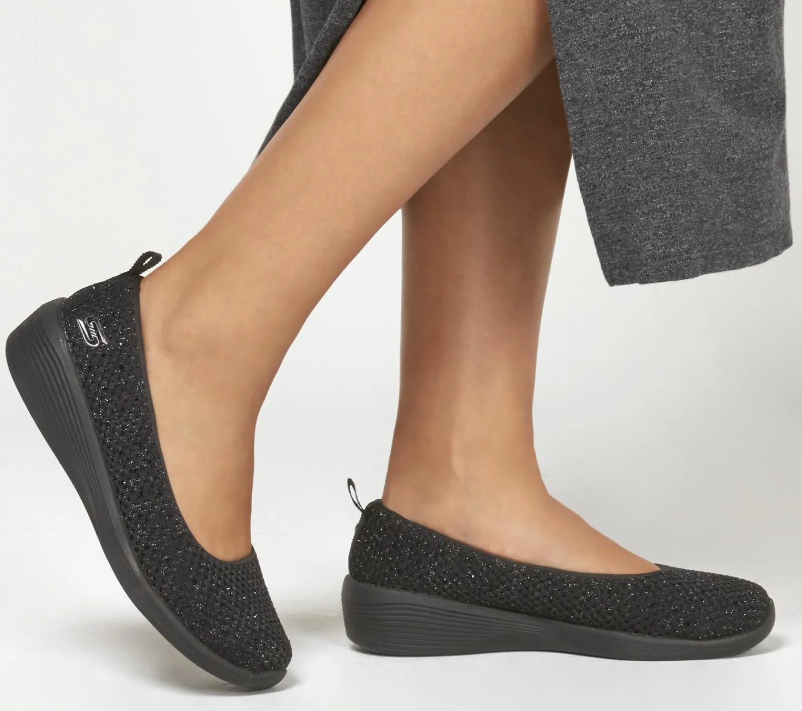 Sapatos Rasos|Sapatos De Cunha-SKECHERS Arya - Sweet Glitz PRETO