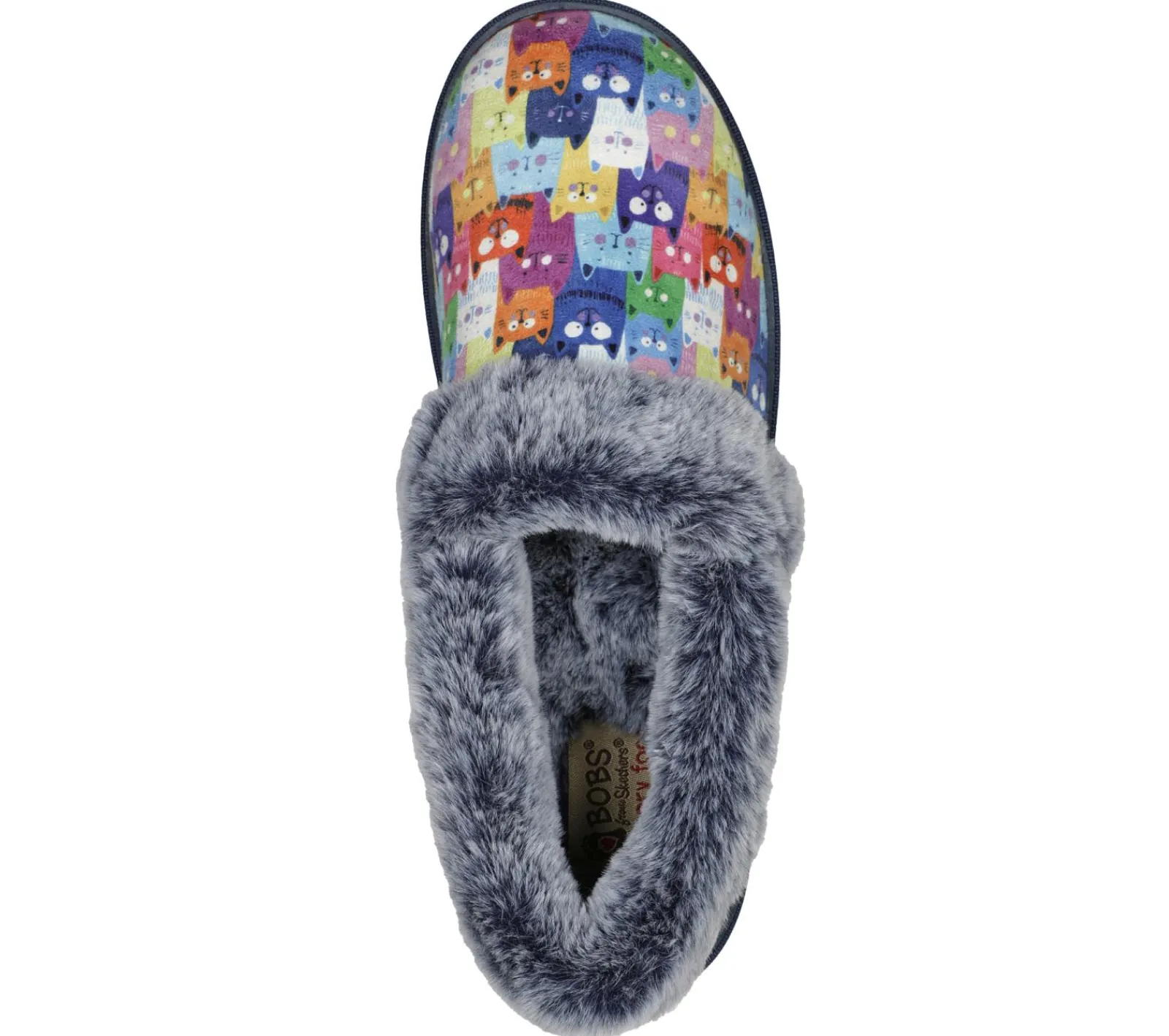 Slippers-SKECHERS BOBS Too Cozy - Rockstar Pawty NAVY / MULTICOR