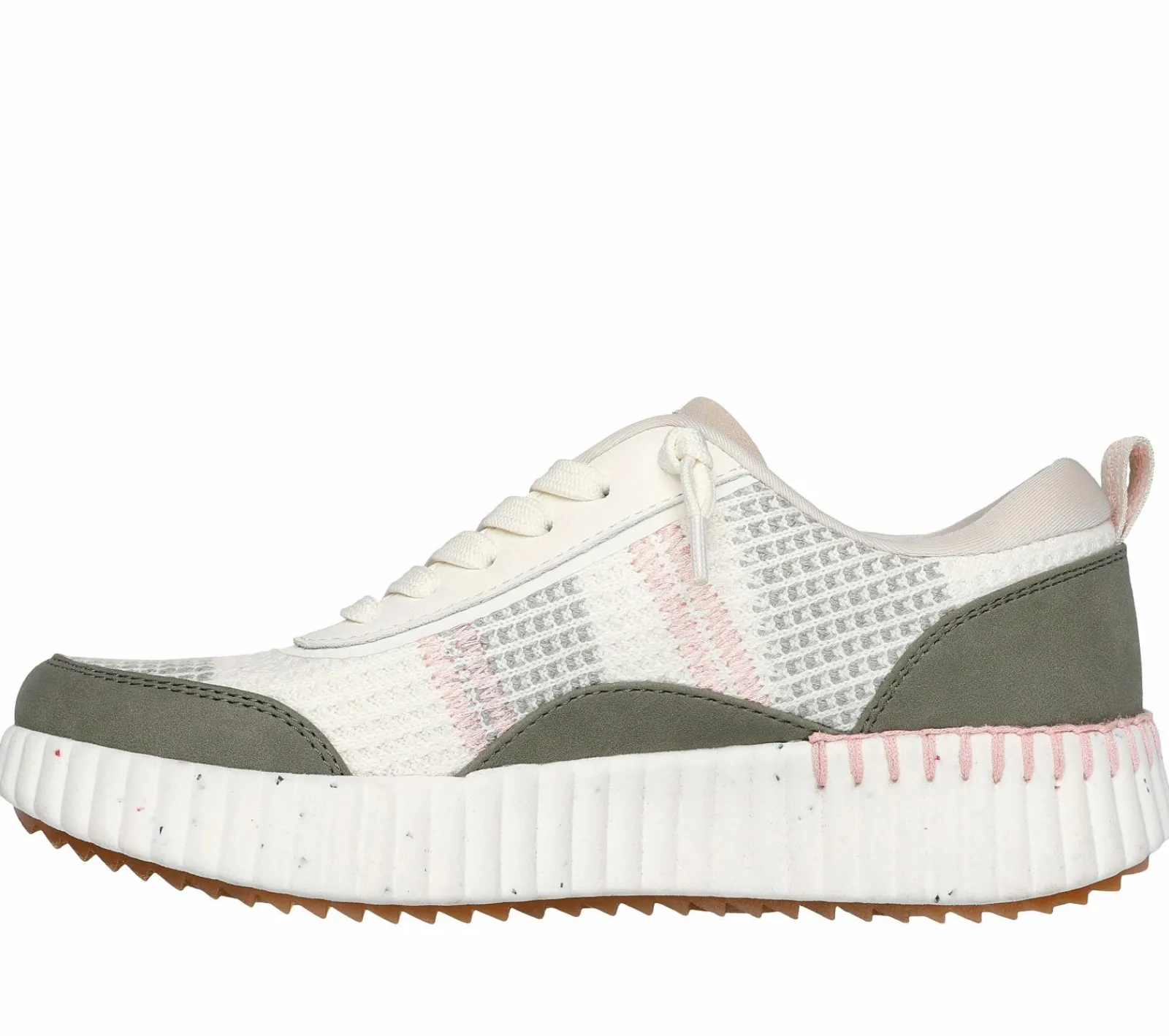 Calçado Sem Atacadores|Sapatilhas Casuais-SKECHERS BOBS Vista AZEITONA / MULTICOR