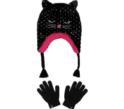 Equipamento Para O Frio|Acessórios Para A Cabeça-SKECHERS Cold Weather Star Foil Cat Hat Set PRETO