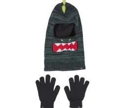 Acessórios Para A Cabeça|Acessórios Para A Cabeça-SKECHERS 3D Knit Dino Ski Mask And Glove Set VERDE