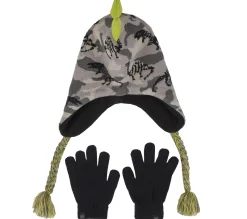 Acessórios Para A Cabeça|Acessórios Para A Cabeça-SKECHERS Dino Camo Jacquard Hat And Glove Set VERDE