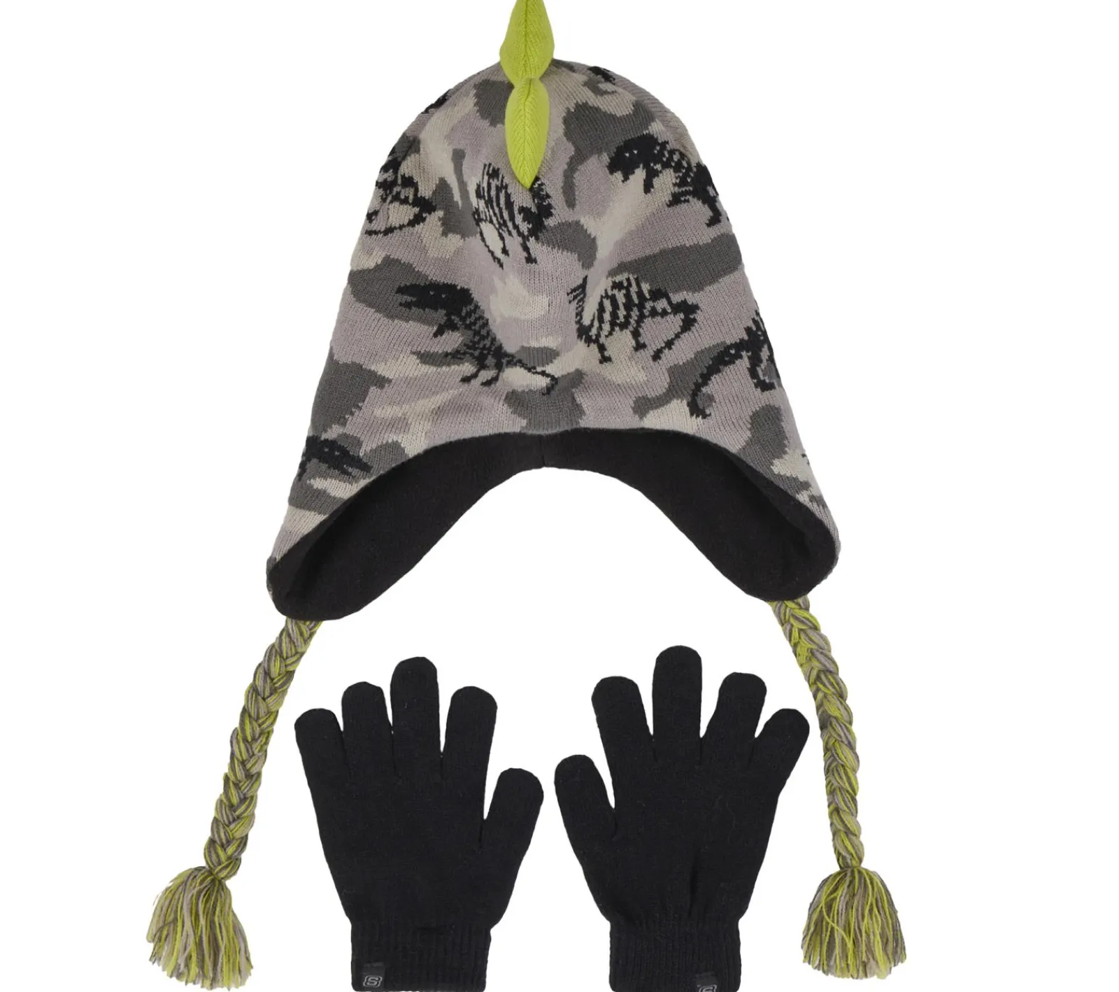 Acessórios Para A Cabeça|Acessórios Para A Cabeça-SKECHERS Dino Camo Jacquard Hat And Glove Set VERDE