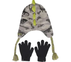 Acessórios Para A Cabeça|Acessórios Para A Cabeça-SKECHERS Dino Camo Jacquard Hat And Glove Set VERDE