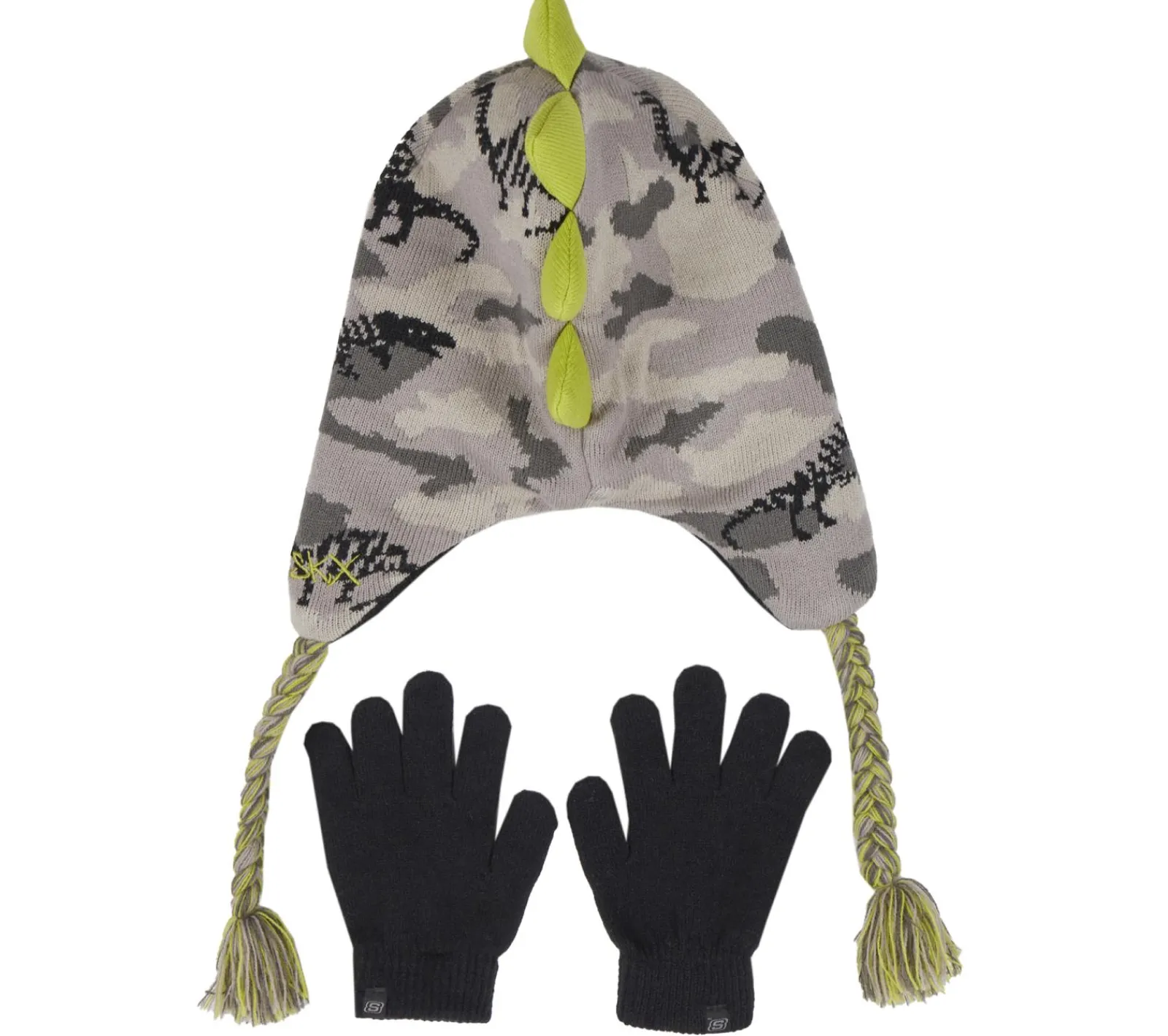 Acessórios Para A Cabeça|Acessórios Para A Cabeça-SKECHERS Dino Camo Jacquard Hat And Glove Set VERDE