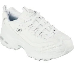 Com Atacadores|Sapatilhas-SKECHERS D'Lites - Fresh Start BRANCO / PRATEADO