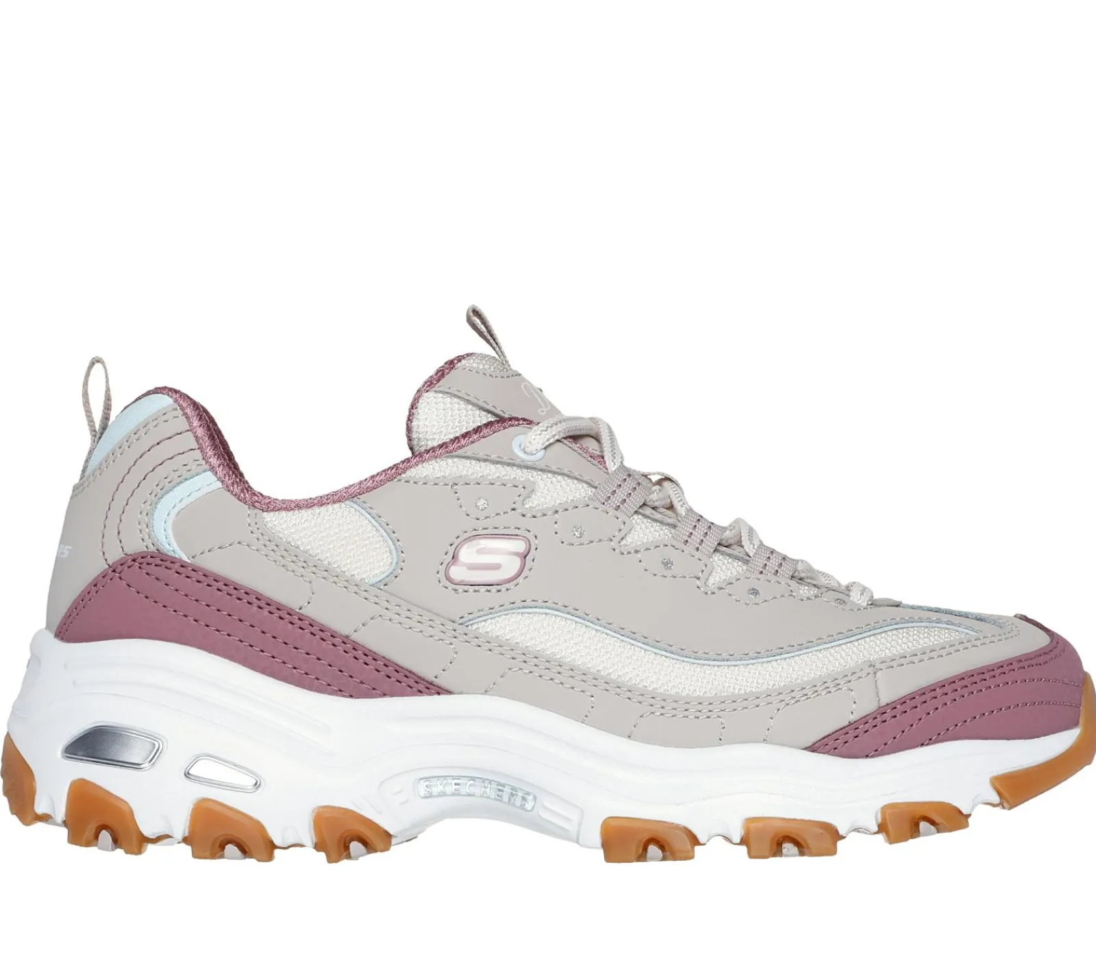 Com Atacadores|Sapatilhas-SKECHERS D'Lites - Popular Vote TAUPE / MULTICOR