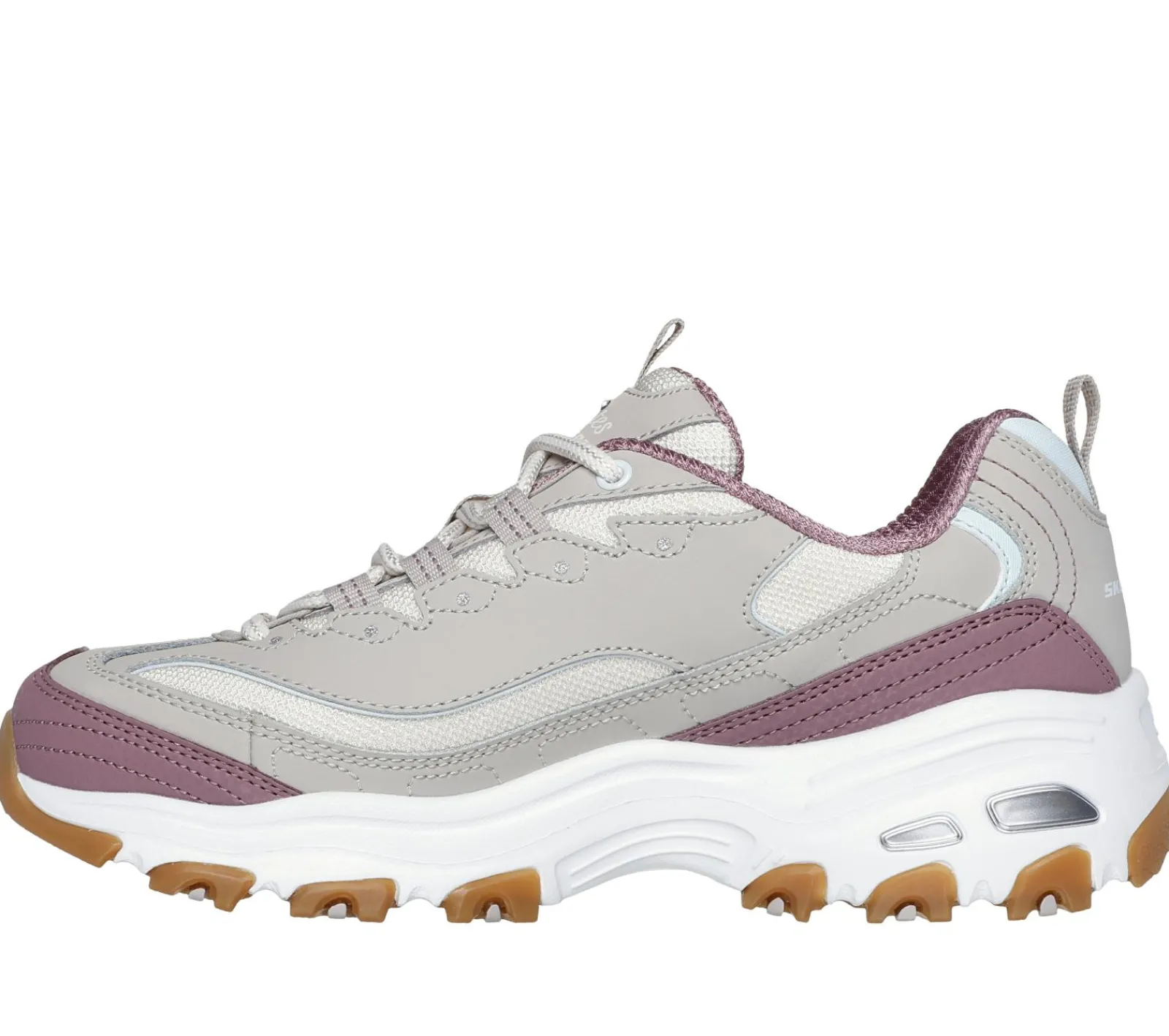 Com Atacadores|Sapatilhas-SKECHERS D'Lites - Popular Vote TAUPE / MULTICOR