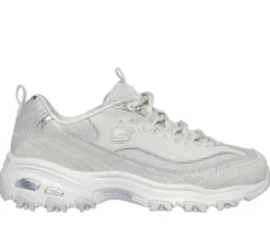 Com Atacadores|Sapatilhas Casuais-SKECHERS D'Lites - Reflections CINZENTO CLARO / PRATEADO