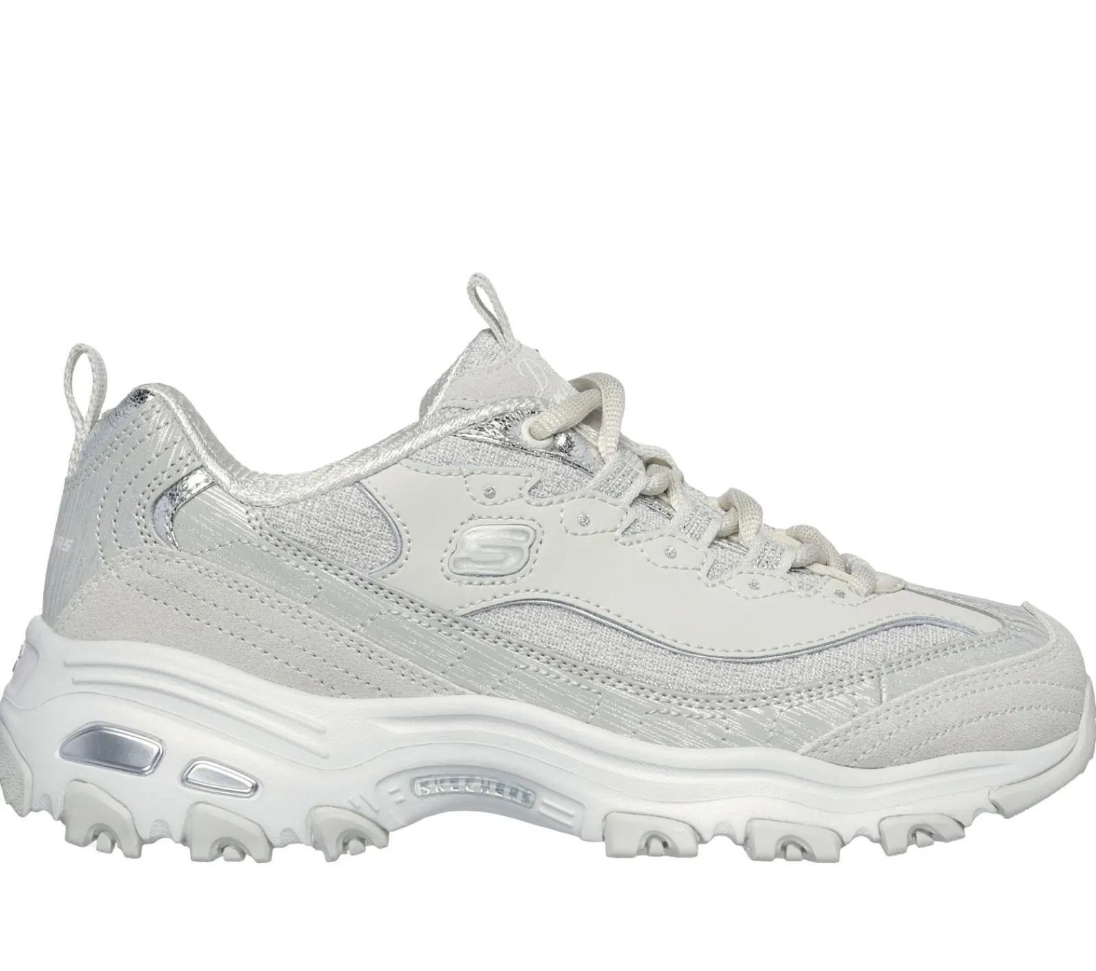 Com Atacadores|Sapatilhas Casuais-SKECHERS D'Lites - Reflections CINZENTO CLARO / PRATEADO