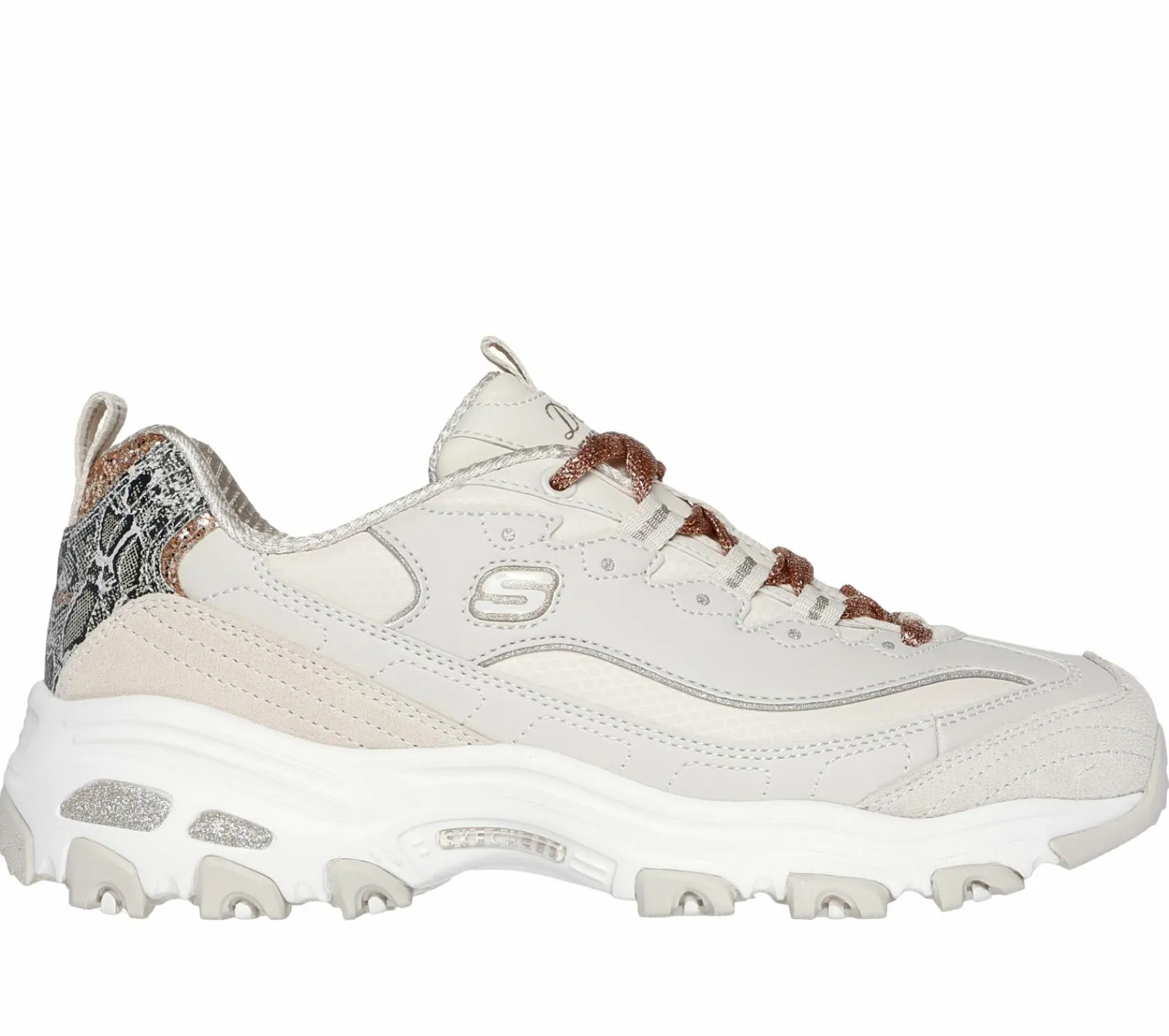 Com Atacadores|Sapatilhas Casuais-SKECHERS D'Lites - Golden Chic NATURAL / DOURADO