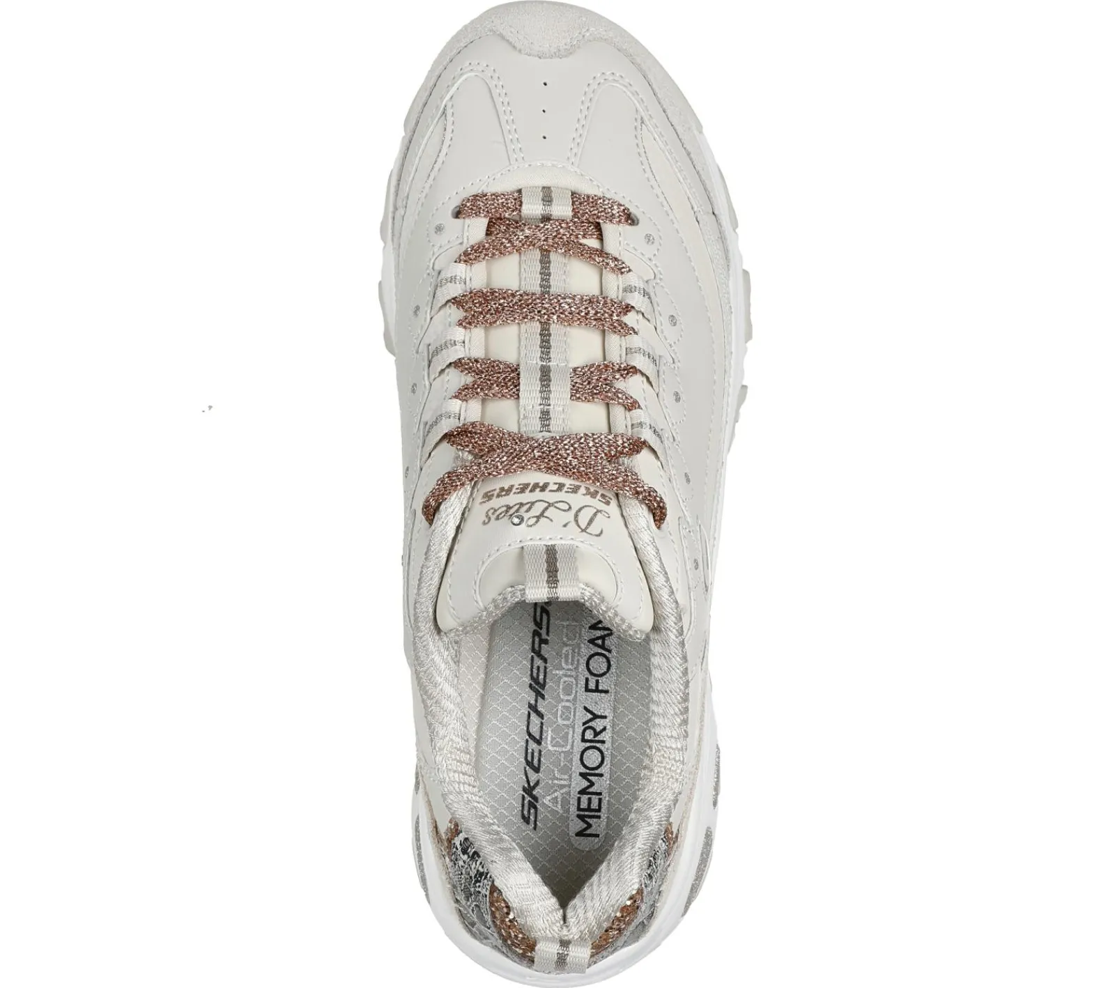 Com Atacadores|Sapatilhas Casuais-SKECHERS D'Lites - Golden Chic NATURAL / DOURADO