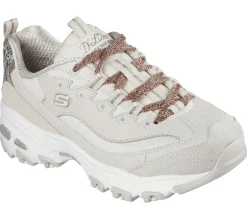 Com Atacadores|Sapatilhas Casuais-SKECHERS D'Lites - Golden Chic NATURAL / DOURADO