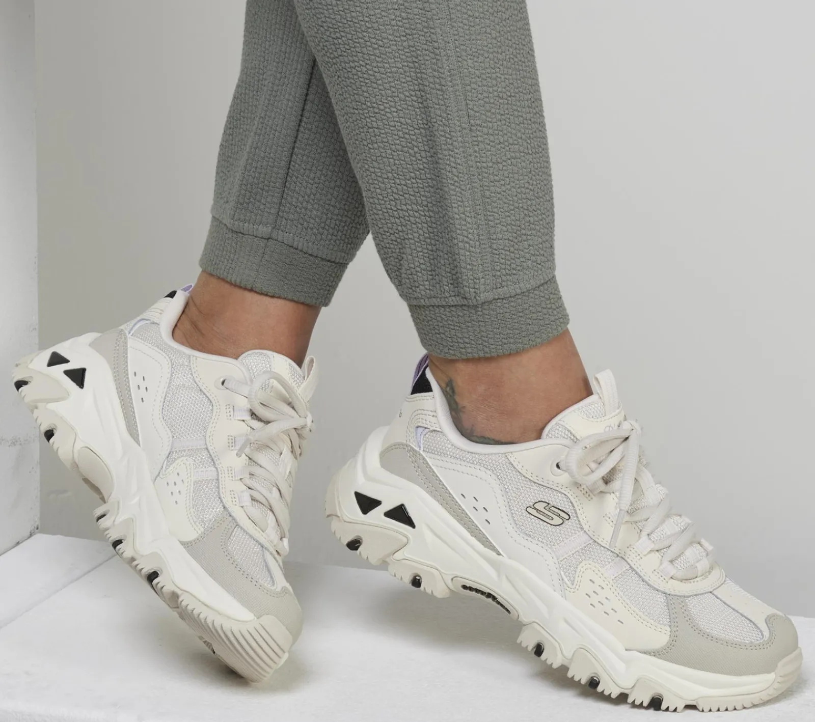 Com Atacadores|Sapatilhas Casuais-SKECHERS D'Lites Hiker NATURAL / MULTICOR