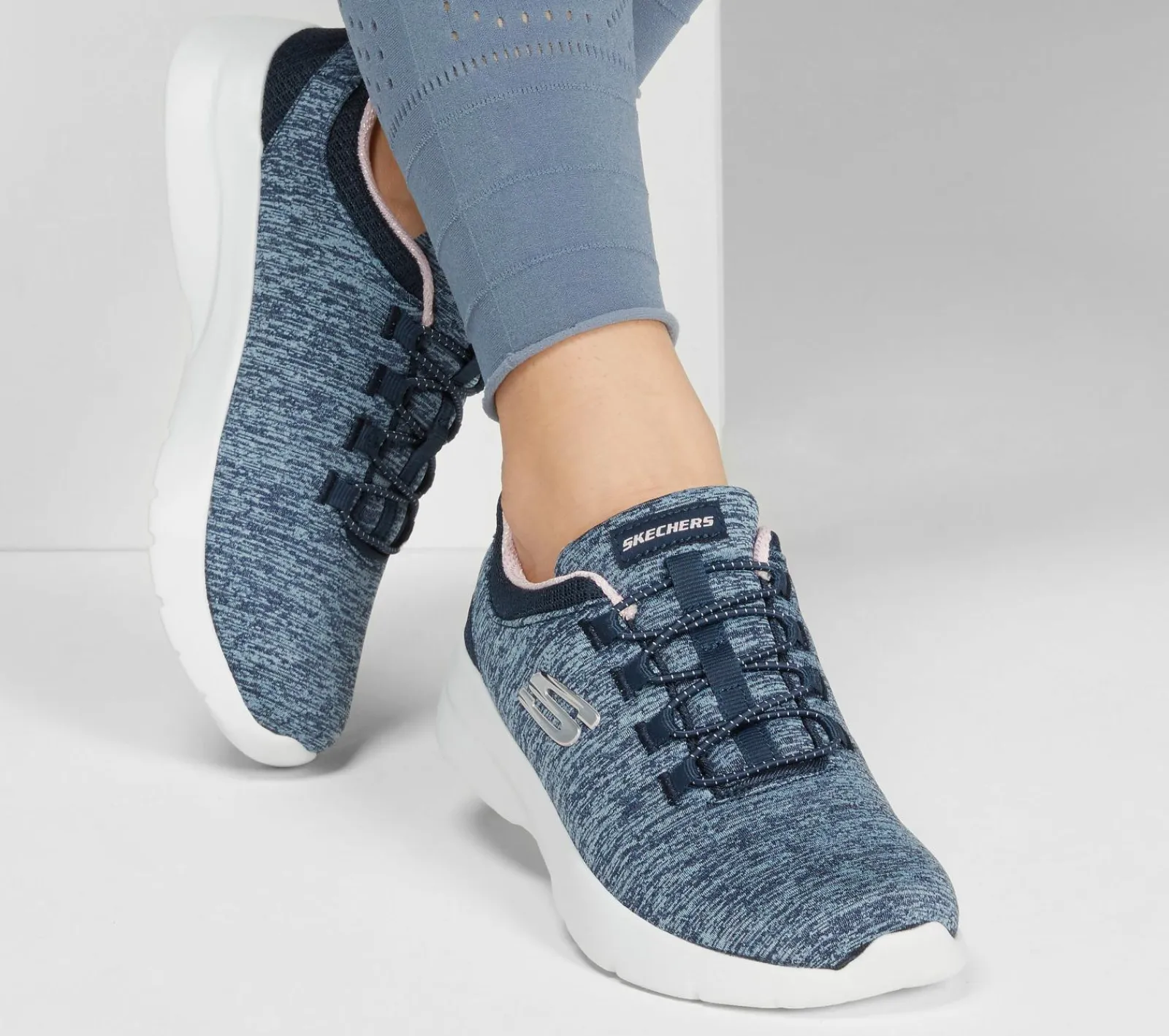 Calçado Sem Atacadores|Sapatilhas Casuais-SKECHERS Dynamight 2.0 - In A Flash NAVY / ROSA