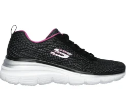 Com Atacadores|Sapatilhas-SKECHERS Fashion Fit - Bold Boundaries PRETO / ROSA CHOQUE