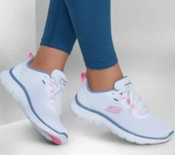 Com Atacadores|Sapatilhas Casuais-SKECHERS Flex Appeal 5.0 BRANCO / ROSA / AZUL