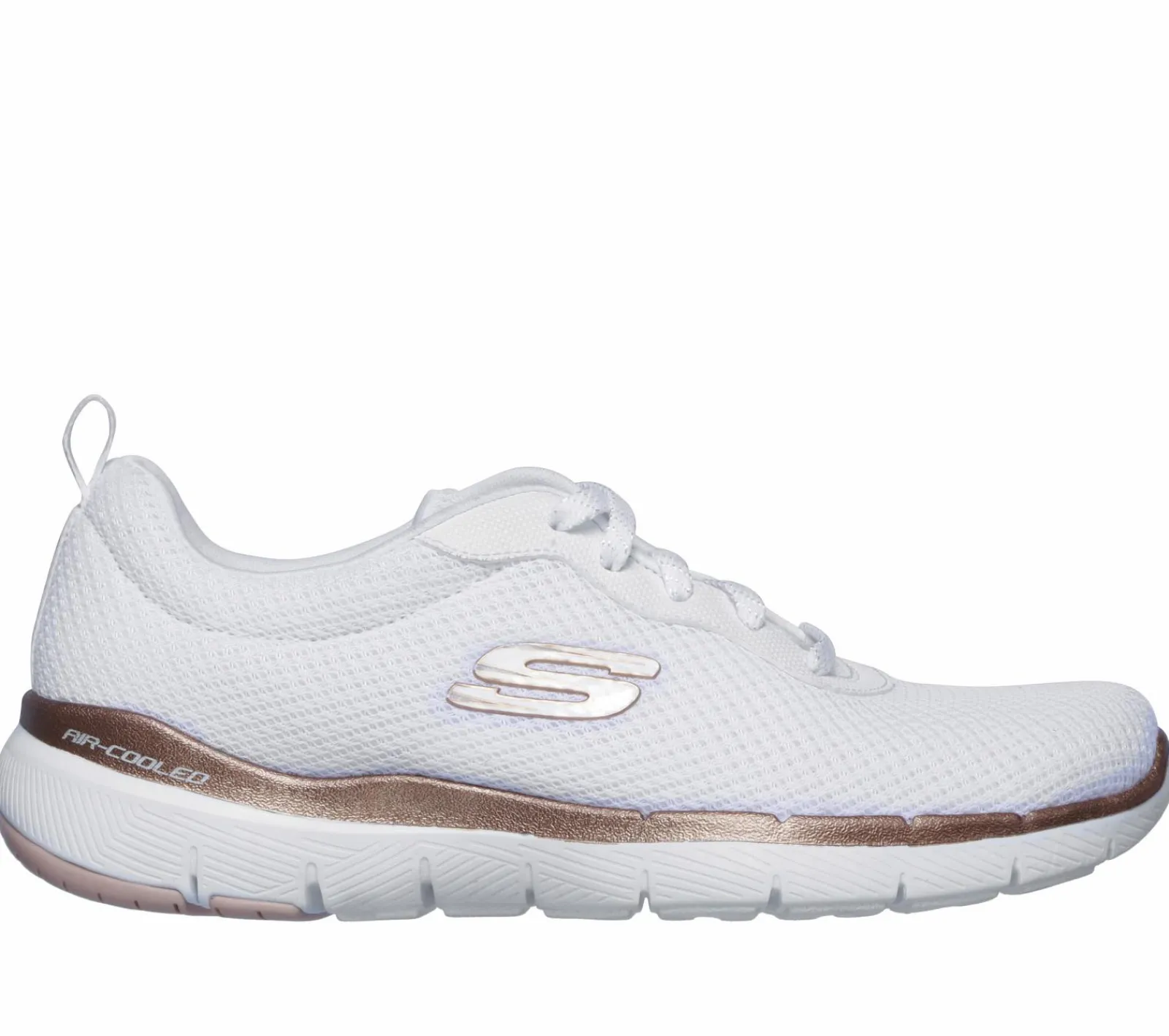 Com Atacadores|Sapatilhas-SKECHERS Flex Appeal 3.0 - First Insight BRANCO /ROSA GOLD
