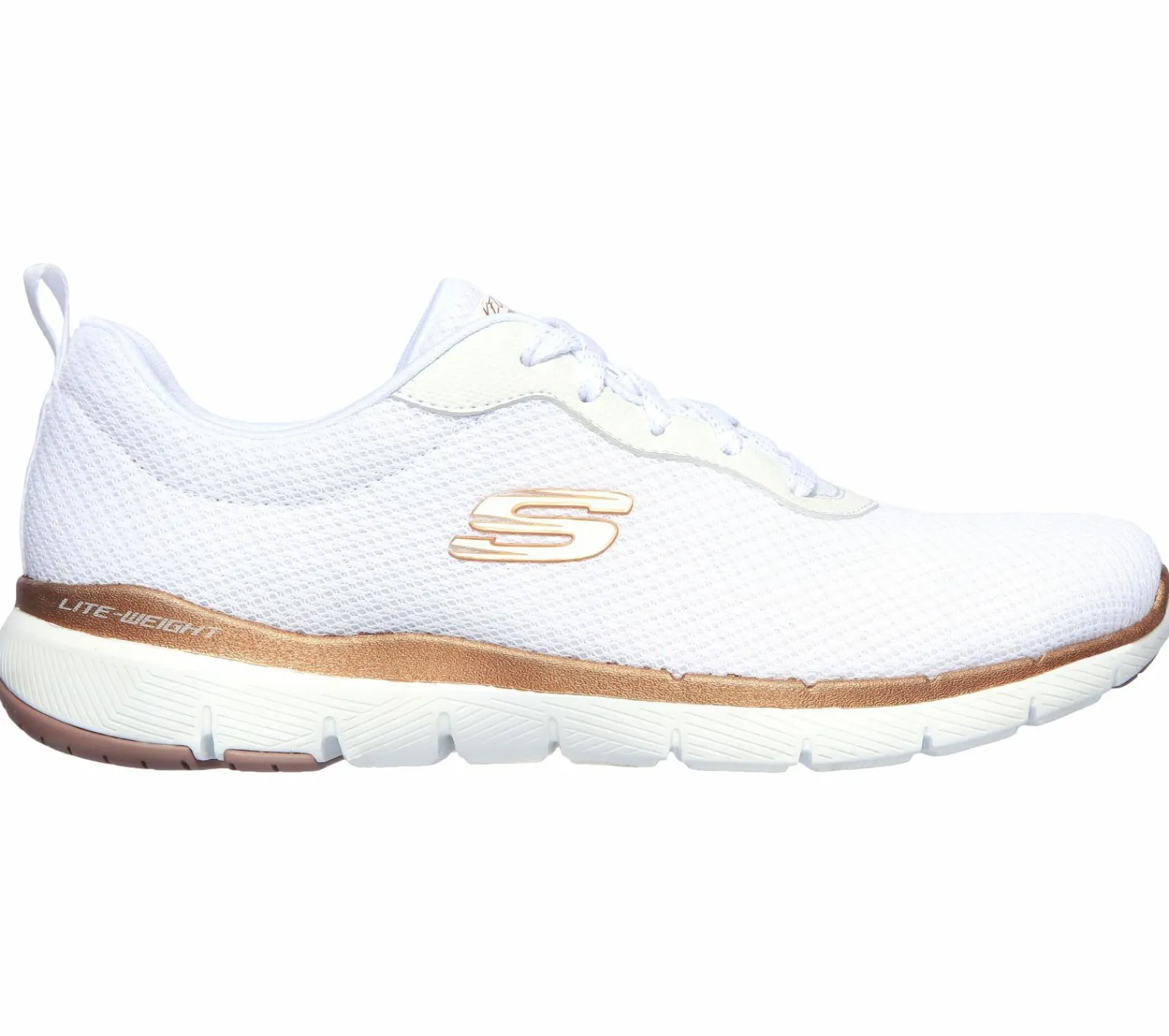 Com Atacadores|Sapatilhas-SKECHERS Flex Appeal 3.0 - First Insight BRANCO /ROSA GOLD