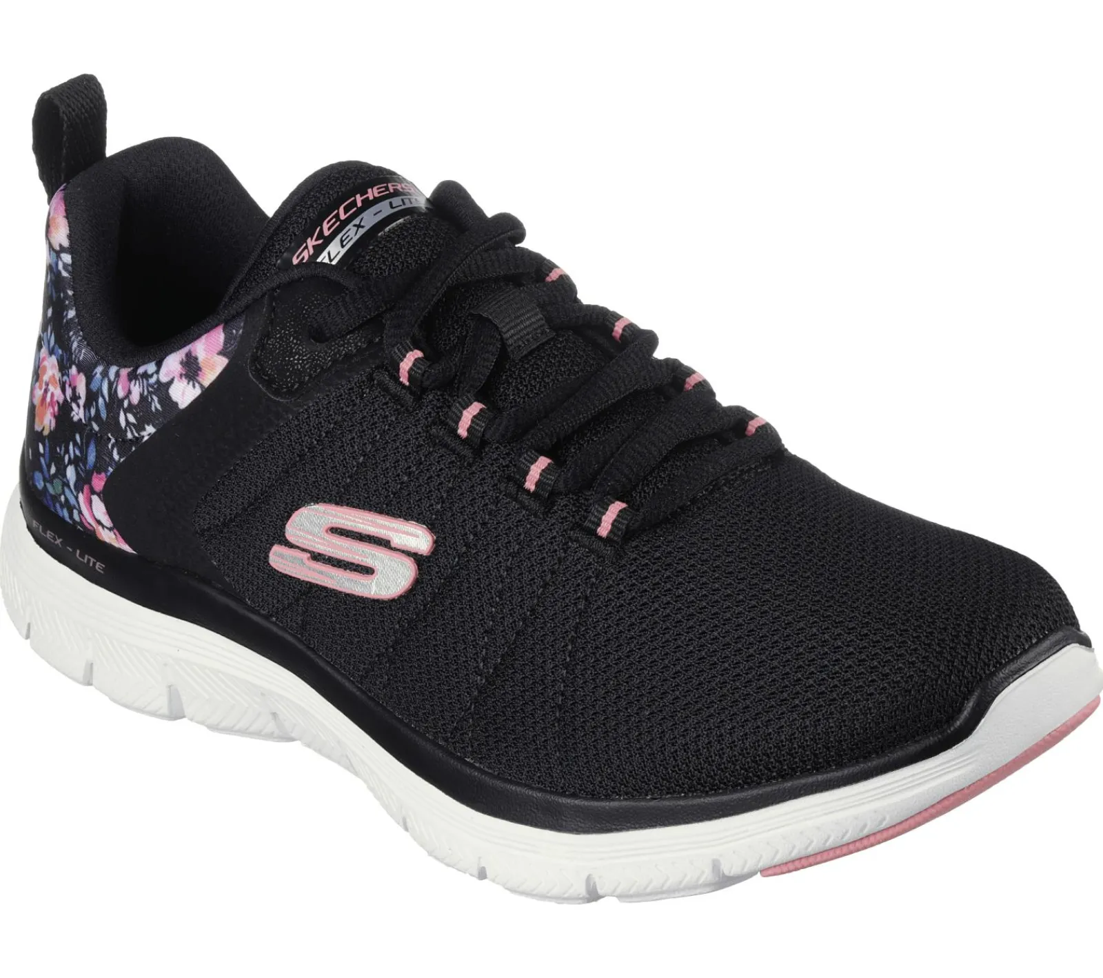 Com Atacadores|Sapatilhas Casuais-SKECHERS FLEX APPEAL 4.0 - LET IT BLOSSOM PRETO / MULTICOR