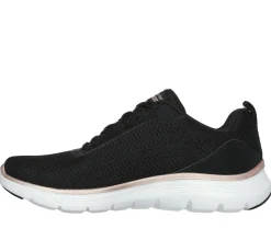 Com Atacadores|Sapatilhas Casuais-SKECHERS Flex Appeal 5.0 - Uptake PRETO / DOURADO ROSA