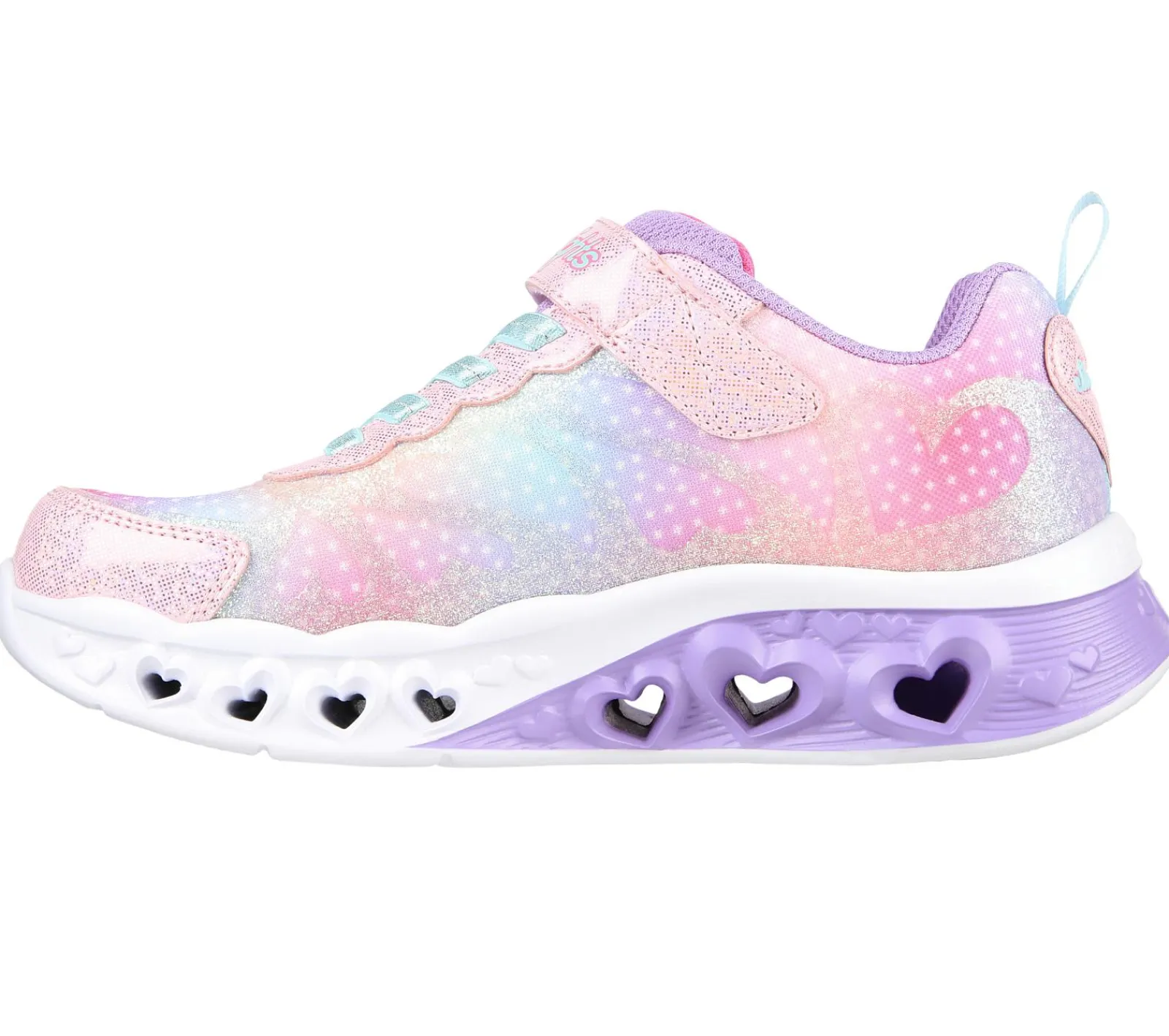 Calçado Sem Atacadores|Luzes-SKECHERS Flutter Heart Lights - Simply Love ROSA / MULTICOR