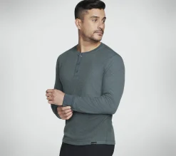 Partes De Cima|Partes De Cima-SKECHERS GO KNIT Waffle Henley VERDE / PRETO