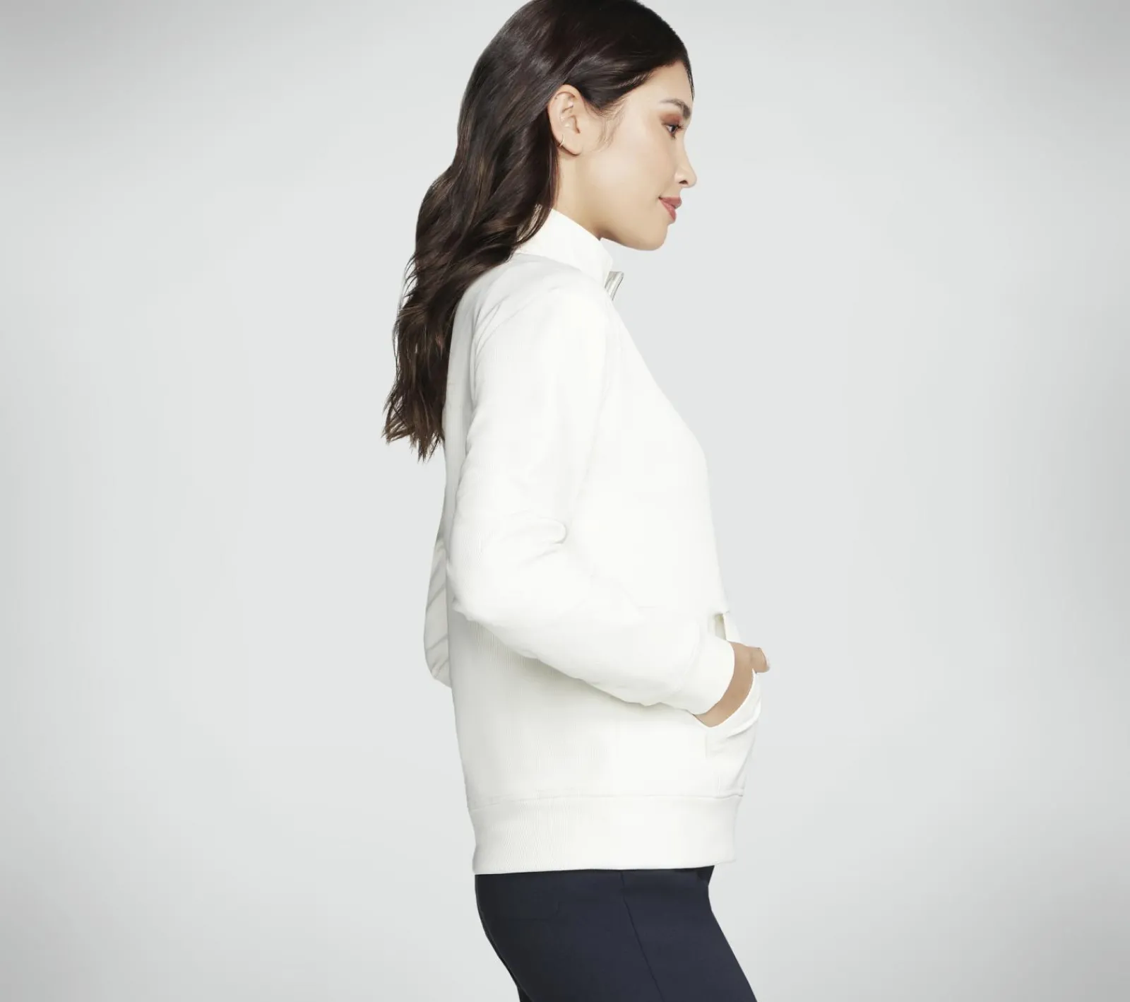 Partes De Cima|Partes De Cima-SKECHERS GO LUXE Rib 1/4 Zip BRANCO SUJO