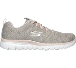 Com Atacadores|Sapatilhas Casuais-SKECHERS Graceful - Twisted Fortune NATURAL / CORAL