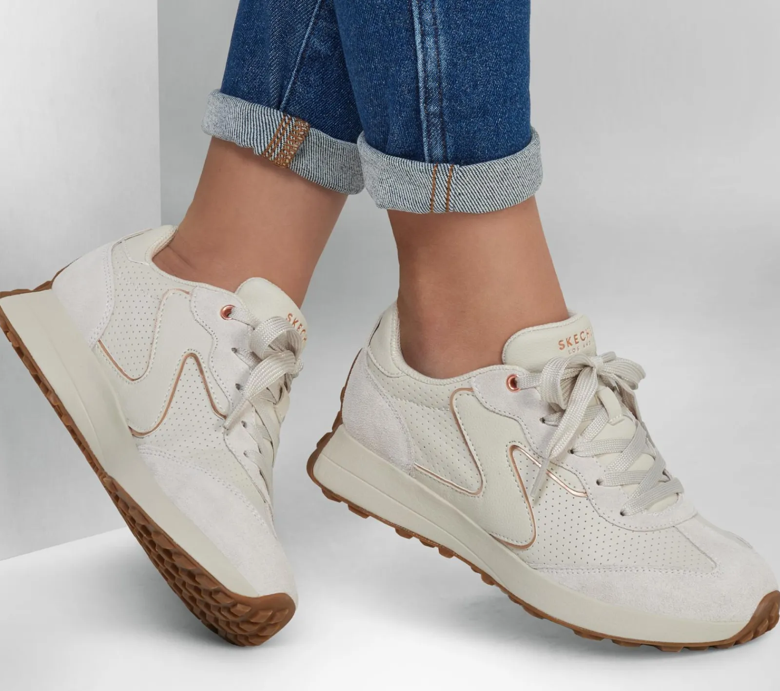 Com Atacadores|Sapatilhas Casuais-SKECHERS Gusto BRANCO SUJO