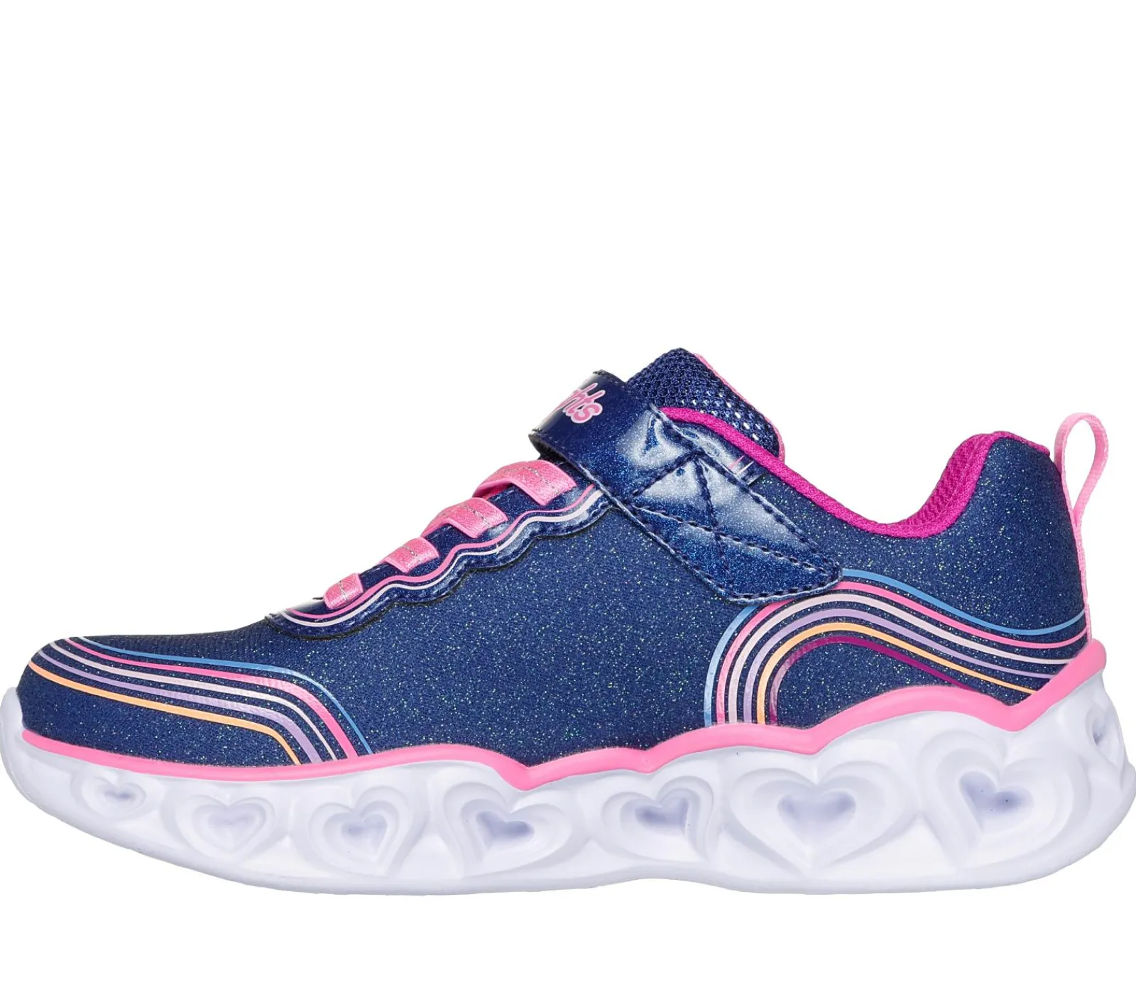 Calçado Sem Atacadores|Luzes-SKECHERS Heart Lights - Retro Hearts NAVY / MULTICOR
