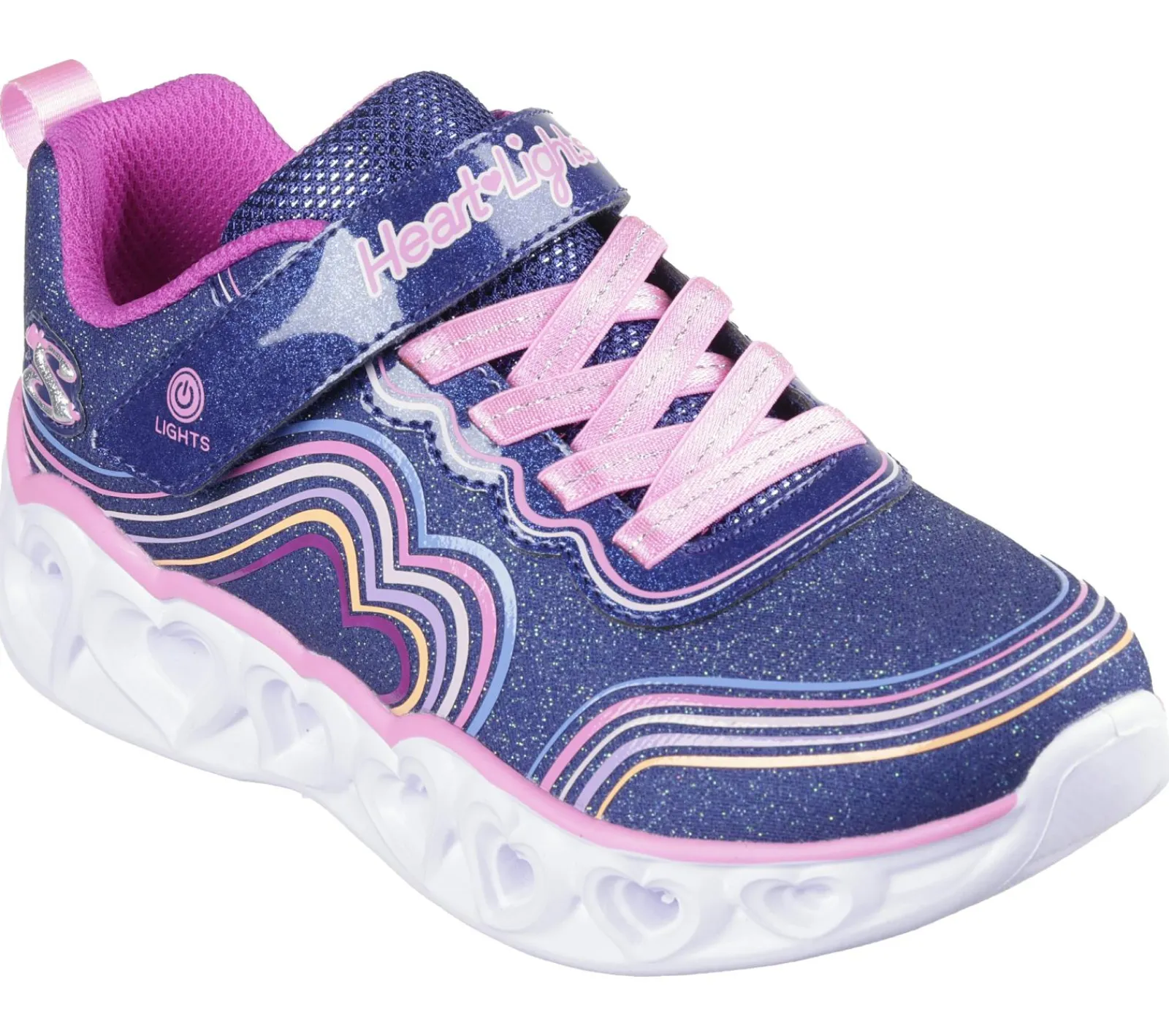Calçado Sem Atacadores|Luzes-SKECHERS Heart Lights - Retro Hearts NAVY / MULTICOR