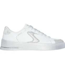 Com Atacadores|Sapatilhas Casuais-SKECHERS Hiland - Quite Chic BRANCO / PRATEADO