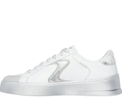 Com Atacadores|Sapatilhas Casuais-SKECHERS Hiland - Quite Chic BRANCO / PRATEADO