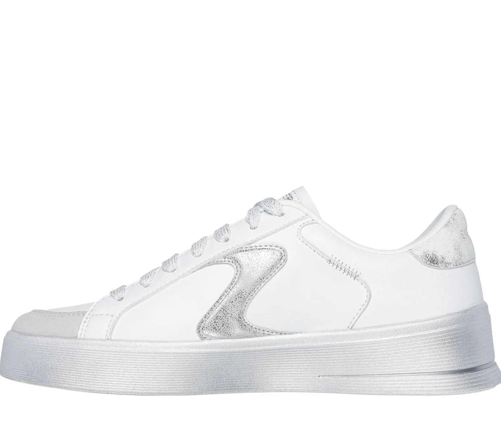 Com Atacadores|Sapatilhas Casuais-SKECHERS Hiland - Quite Chic BRANCO / PRATEADO
