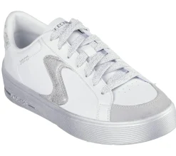 Com Atacadores|Sapatilhas Casuais-SKECHERS Hiland - Quite Chic BRANCO / PRATEADO