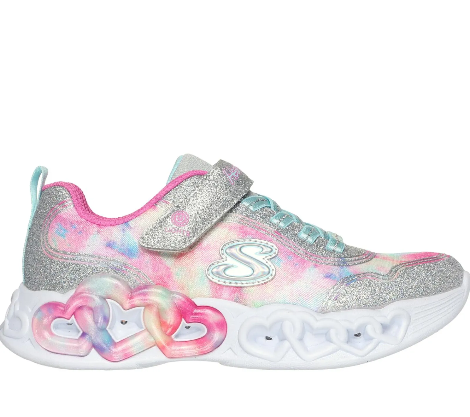 Luzes|Sapatilhas-SKECHERS Infinite Heart Lights - Color Lovin PRATEADO / MULTICOR