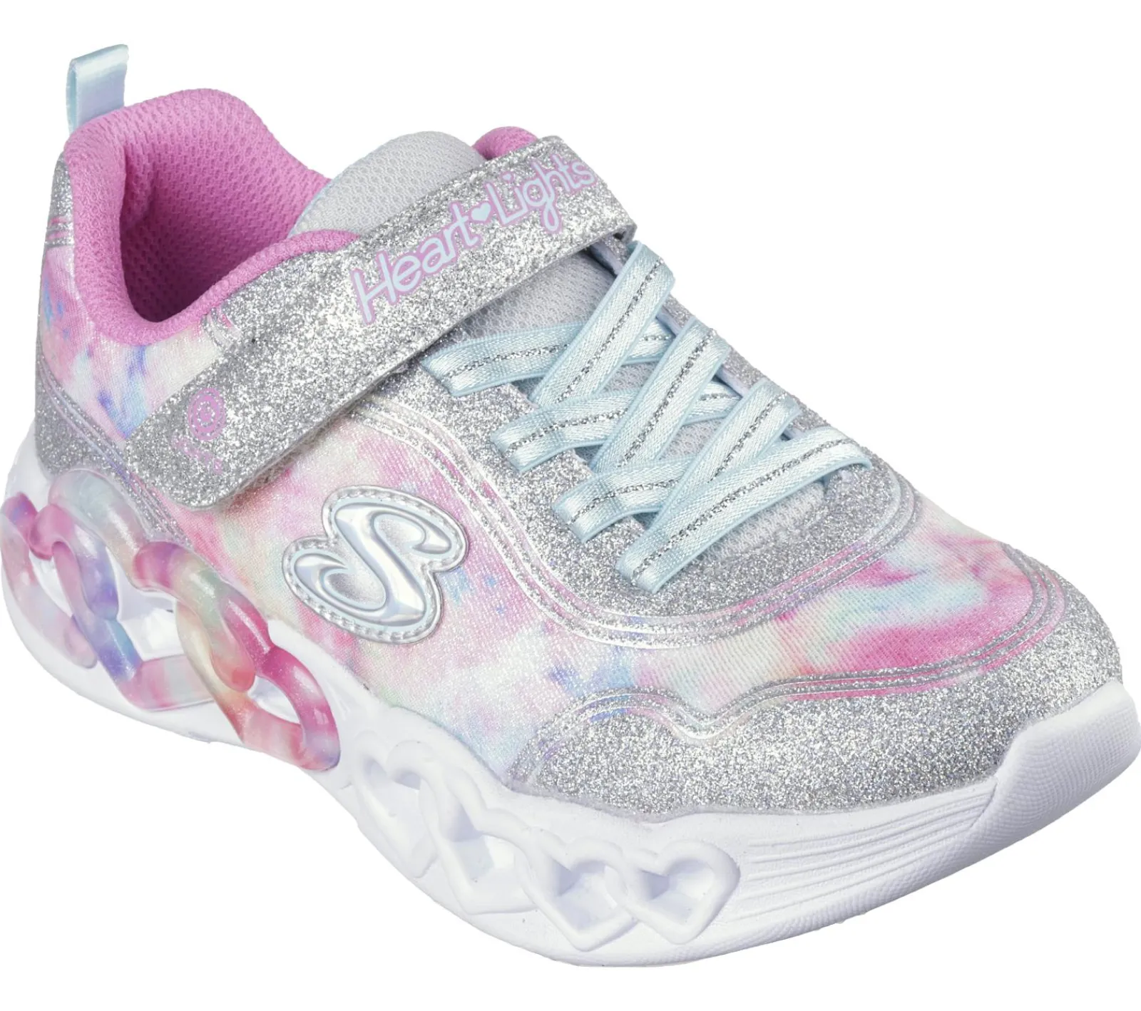 Luzes|Sapatilhas-SKECHERS Infinite Heart Lights - Color Lovin PRATEADO / MULTICOR