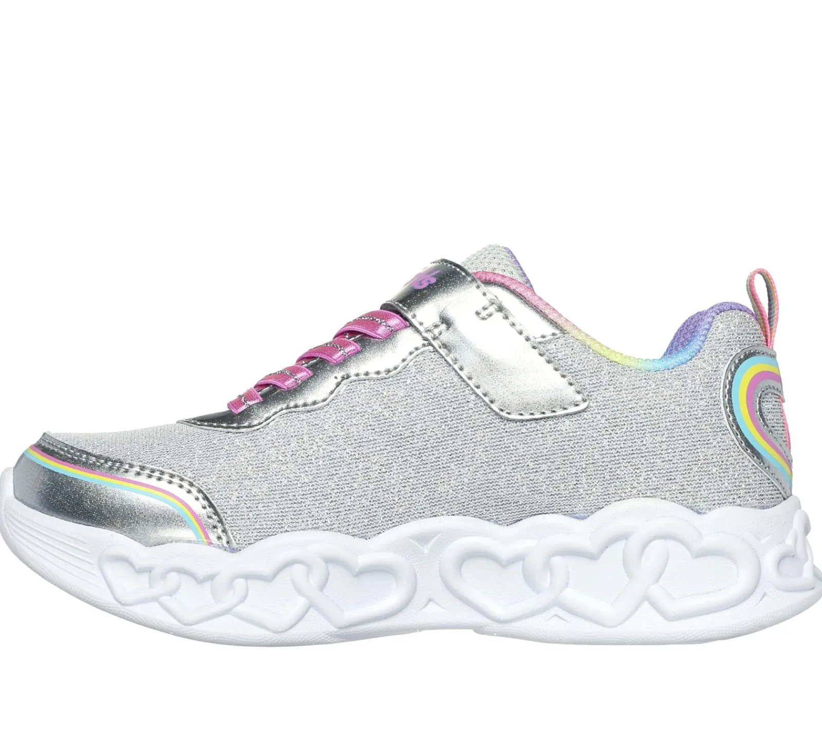 Calçado Sem Atacadores|Luzes-SKECHERS Infinite Heart Lights - Love Prism PRATEADO / MULTICOR
