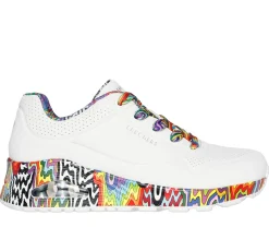 Sapatilhas Casuais-SKECHERS Jen Stark: Uno - Mini Drip BRANCO / MULTICOR