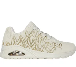 Com Atacadores|Sapatilhas Casuais-SKECHERS JGoldcrown: Uno - Golden Heart NATURAL / DOURADO
