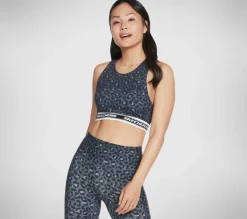 Partes De Cima|Partes De Cima-SKECHERS Midnight Leopard Crop Bra PRETO / NAVY