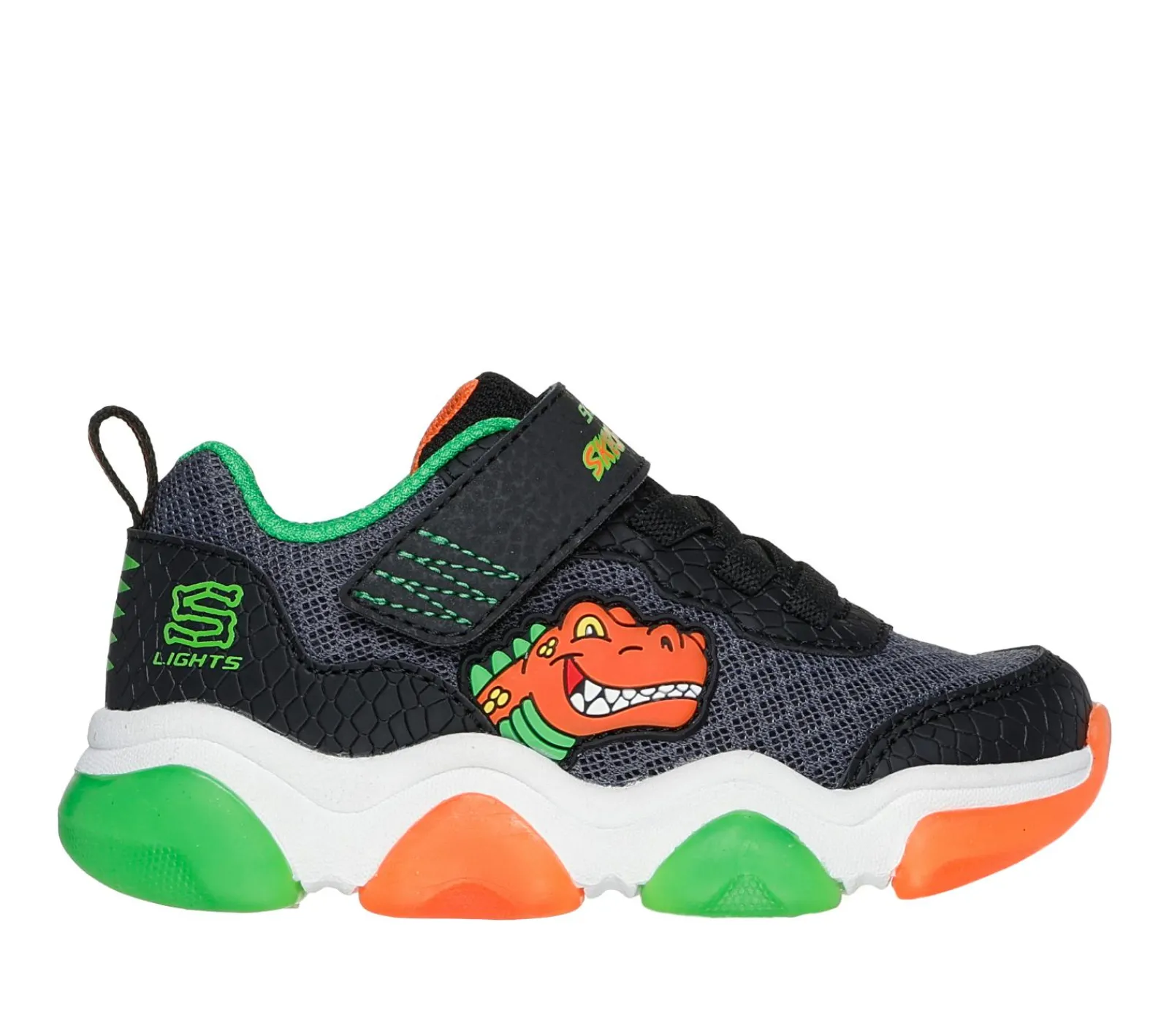 Sapatilhas-SKECHERS Mighty Glow 2.0 - Dino-Bolt PRETO / LARANJA