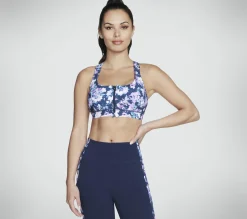 Partes De Cima|Partes De Cima-SKECHERS Misty Floral Zip-Front Bra AZUL / LAVANDA