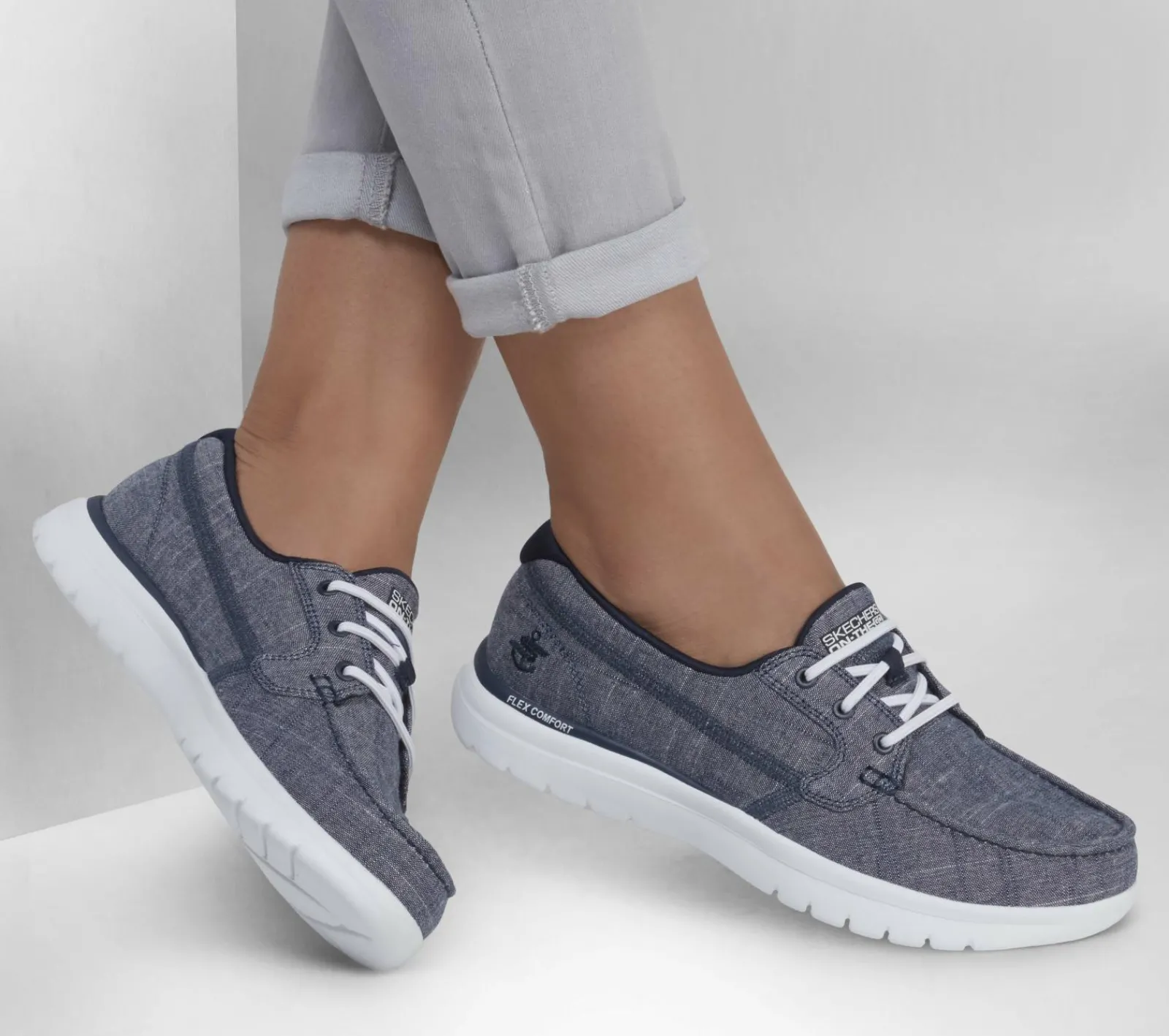Calçado Sem Atacadores|Sapatilhas Casuais-SKECHERS On-the-GO Flex - Ashore NAVY