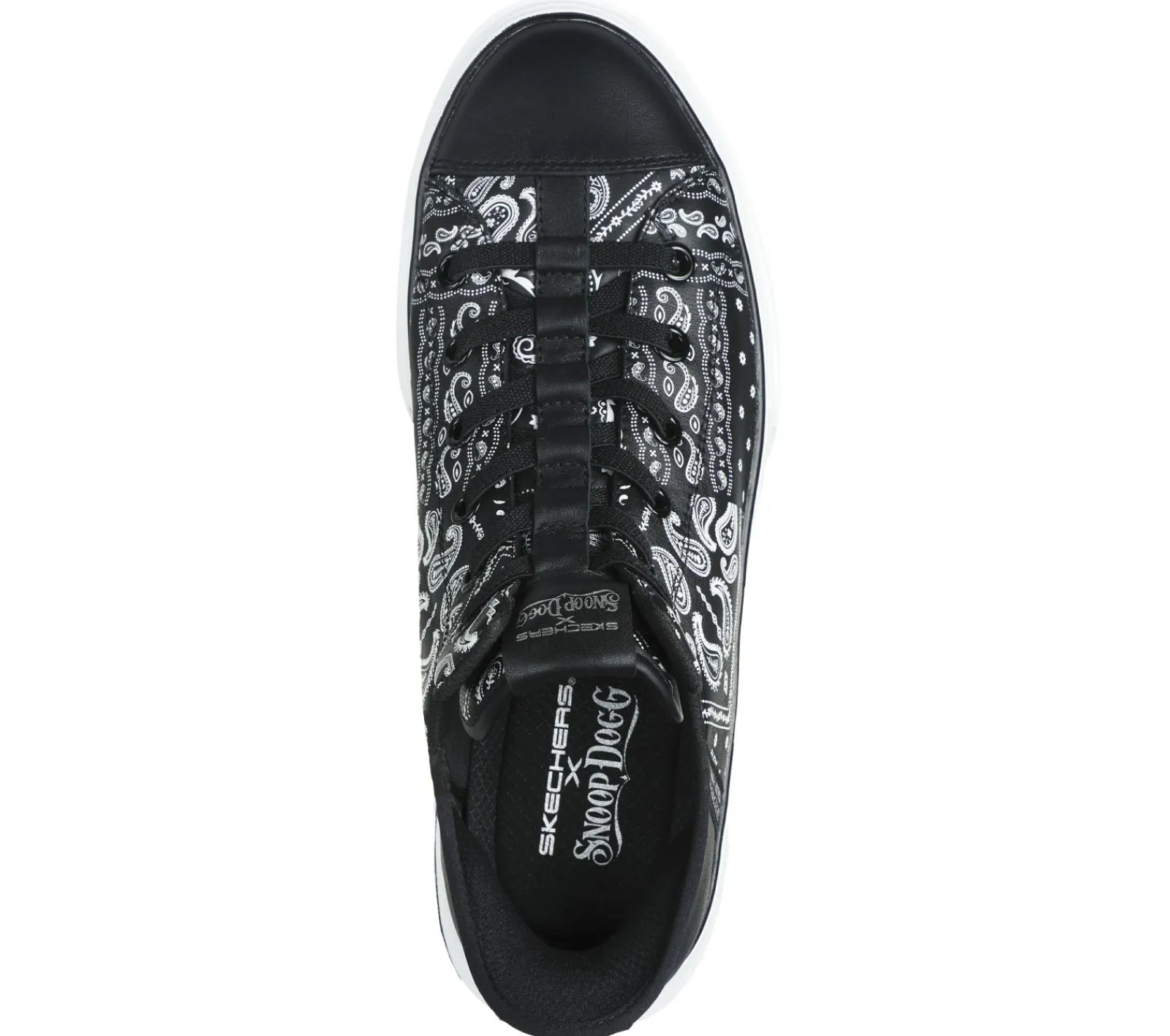 Calçado Sem Atacadores|Sapatilhas Casuais-SKECHERS Premium Leather Slip-ins Snoop One - Double G PRETO / BRANCO