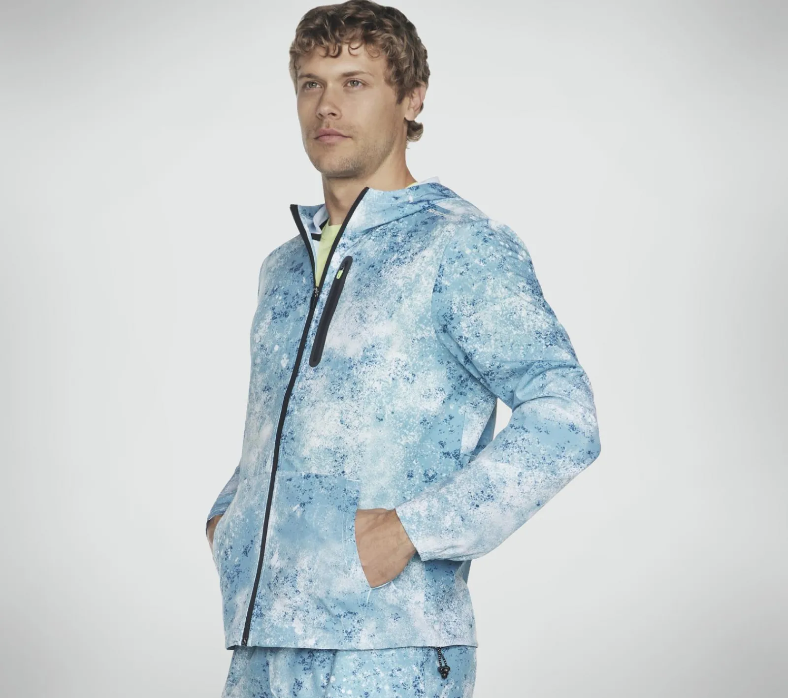 Partes De Cima|Partes De Cima-SKECHERS Razor Printed Full Zip Jacket PRETO / LIMA