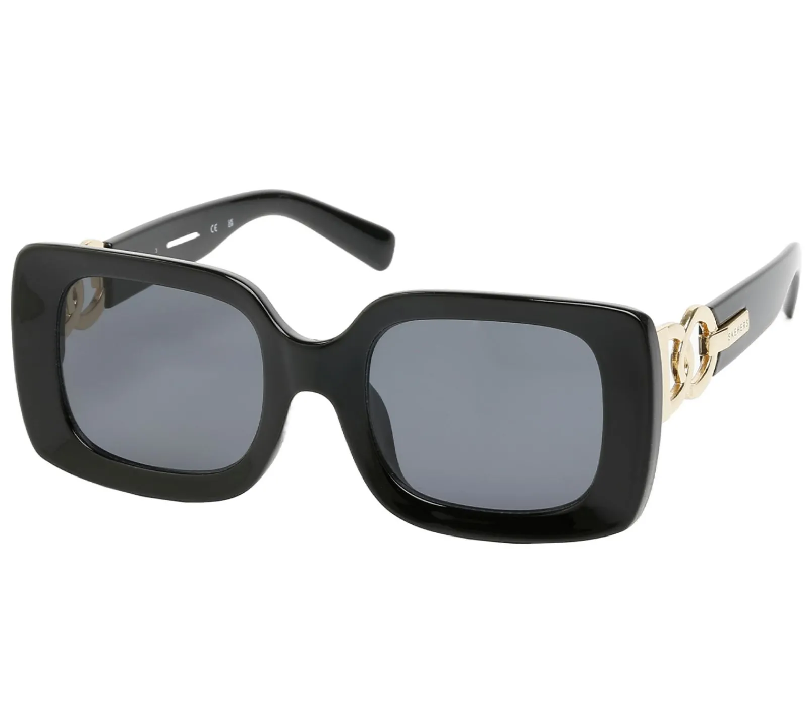 Óculos De Sol-SKECHERS Rectangle Sunglasses PRETO / DOURADO