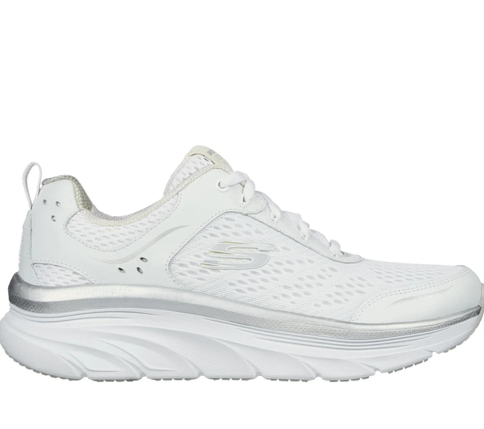 Com Atacadores|Sapatilhas-SKECHERS Relaxed Fit: D'Lux Walker - Infinite Motion BRANCO / PRATEADO